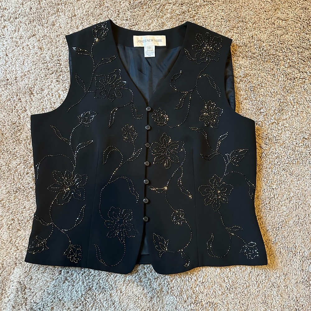 Jones New York Floral Beaded Woman’s Vest Size 12